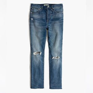 MADEWELL The High-Rise Slim Crop Boyjean: Knee-Rip Edition
